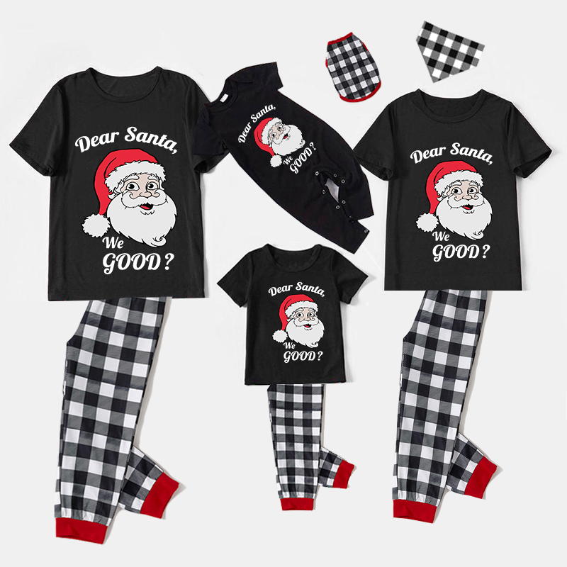 Christmas Matching Family Pajamas Dear Santa We Good Black Short Pajamas Set