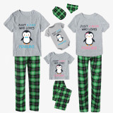 Family Matching Pajamas Exclusive Design Just Who Love Penguins Green Plaid Pants Pajamas Set