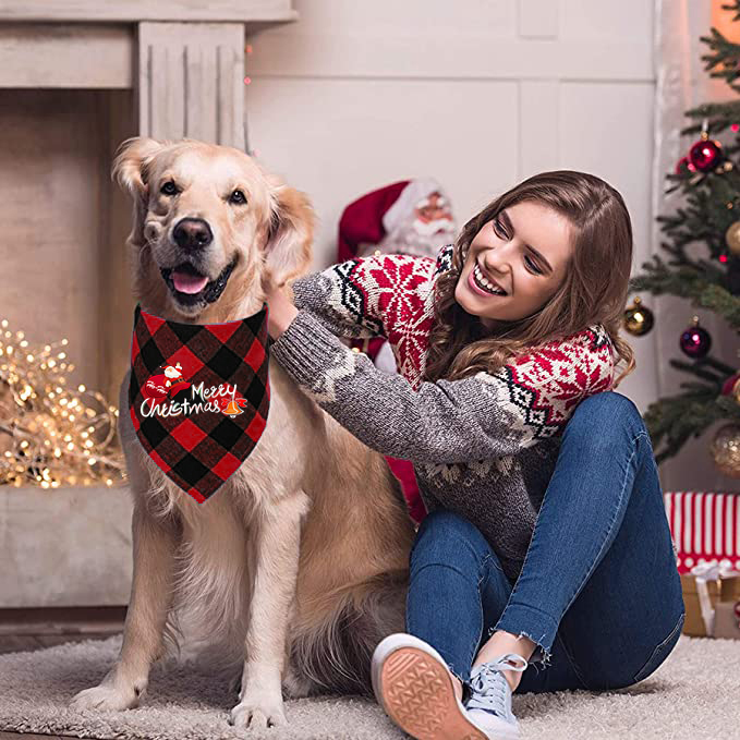 Christmas Design Pet Scarf Santa Gift Dog Cloth