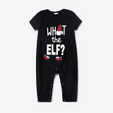 Christmas Matching Family Pajamas What The Elf Black Short Pajamas Set