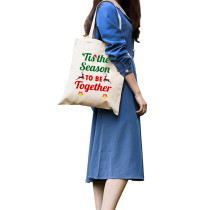 Christmas Eco Friendly This Season To Be Together Handle Canvas Tote Bag
