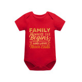 Family Matching Pajamas Exclusive Design Family Where Life Begins And Love Never Ends Red Short Pajamas Set