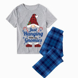 Christmas Matching Family Pajamas Plaids Hat Hanging with My Gnomies Gray Short Pajamas Set