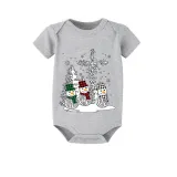 Christmas Matching Family Pajamas Crosses Snowmies Gray Short Pajamas Set