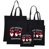 Christmas Eco Friendly Dancing Hanging with My Gnomies Handle Canvas Tote Bag
