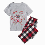 Christmas Matching Family Pajamas Cartoon Snowflake Gray Short Pajamas Set