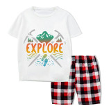 Family Matching Pajamas Exclusive Design Explore White Short Pajamas Set