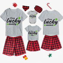 Family Matching Pajamas Exclusive Design One Lucky White Short Pajamas Set