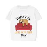 Family Matching Pajamas Exclusive Design Today Is Laying On The Couch Day White Short Pajamas Set
