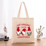 Christmas Eco Friendly Dancing Hanging with My Gnomies Handle Canvas Tote Bag