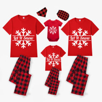 Christmas Matching Family Pajamas Pajamas Let It Snow Snowflake Red Pajamas Set
