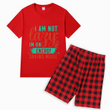 Family Matching Pajamas Exclusive Design I'm Not Lazy I'm On Energy Saving Mode Red Short Pajamas Set