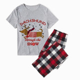 Christmas Matching Family Pajamas Dachshund Through The Snow Short Sleeve Pajamas Set