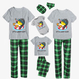 Family Matching Pajamas Exclusive Design It's Lazy Day Green Plaid Pants Pajamas Set