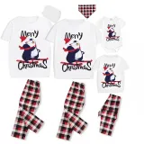 Christmas Matching Family Pajamas Merry Christmas Skiing Penguin White Short Pajamas Set