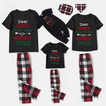 Christmas Matching Family Pajamas Dear Santa They Are Naughty Ones Black Short Pajamas Set