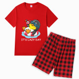 Family Matching Pajamas Exclusive Design It's Lazy Day Red Short Pajamas Set