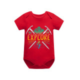 Family Matching Pajamas Exclusive Design Explore Red Short Pajamas Set