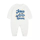 Christmas Matching Family Pajamas Jesus Is The Reason For The Season Blue Pajamas Set