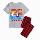 Family Matching Pajamas Exclusive Design I Believe I Can Fly Gray Short Long Pajamas Set