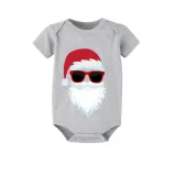 Christmas Matching Family Bearded Santa Claus Short Gray Pajamas Set