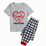 Family Matching Pajamas Exclusive Design Love Heart Gray Short Long Pajamas Set