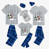 Christmas Matching Family Pajamas Crosses Snowmies Gray Short Pajamas Set