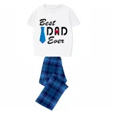 Family Matching Pajamas Exclusive Design Best One Ever Blue Plaid Pants Pajamas Set