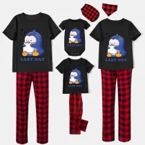 Family Matching Pajamas Exclusive Design Lazy Day Black And Red Plaid Pants Pajamas Set
