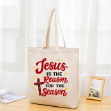 Christmas Eco Friendly Jesus Is The Reason For The Season Handle Canvas Tote Bag