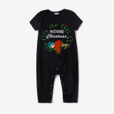 Christmas Matching Family Pajamas Merry Christmas Wreath Sloths Black Short Pajamas Set
