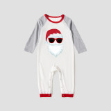 Christmas Matching Family Bearded Santa Claus White Top Pajamas Set