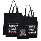 Christmas Eco Friendly Merry Christmas Reindeer Handle Canvas Tote Bag