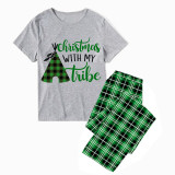 Christmas Matching Family Pajamas Christmas with My Tube Short Green Plaids Pajamas Set