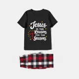 Christmas Matching Family Pajamas Jesus Is The Reason For The Season Black Short Pajamas Set