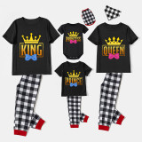 Family Matching Pajamas Exclusive Design King Prince Princess Queen Black Pajamas Set