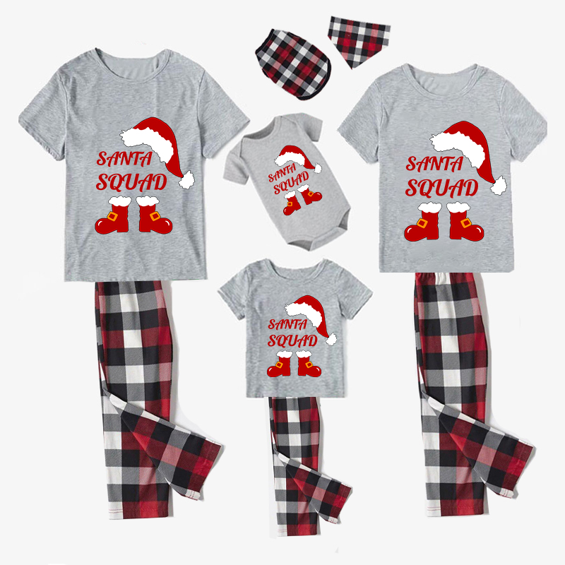 Christmas Matching Family Pajamas Bearded Santa Claus Short Gray Pajamas Set