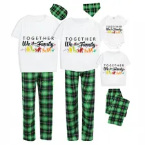 Family Matching Pajamas Exclusive Design Together We Are Family Green Plaid Pants Pajamas Set