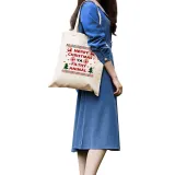 Christmas Eco Friendly Merry Christmas Reindeer Handle Canvas Tote Bag