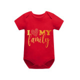 Family Matching Pajamas Exclusive Design I Love My Family Red Short Pajamas Set