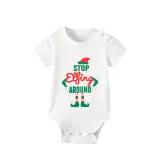 Christmas Matching Family Pajamas Stop Elf Around Short Sleeve Green Plaids Pajamas Set