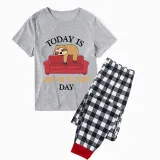Family Matching Pajamas Exclusive Design Today Is Laying On The Couch Day Gray Short Long Pajamas Set