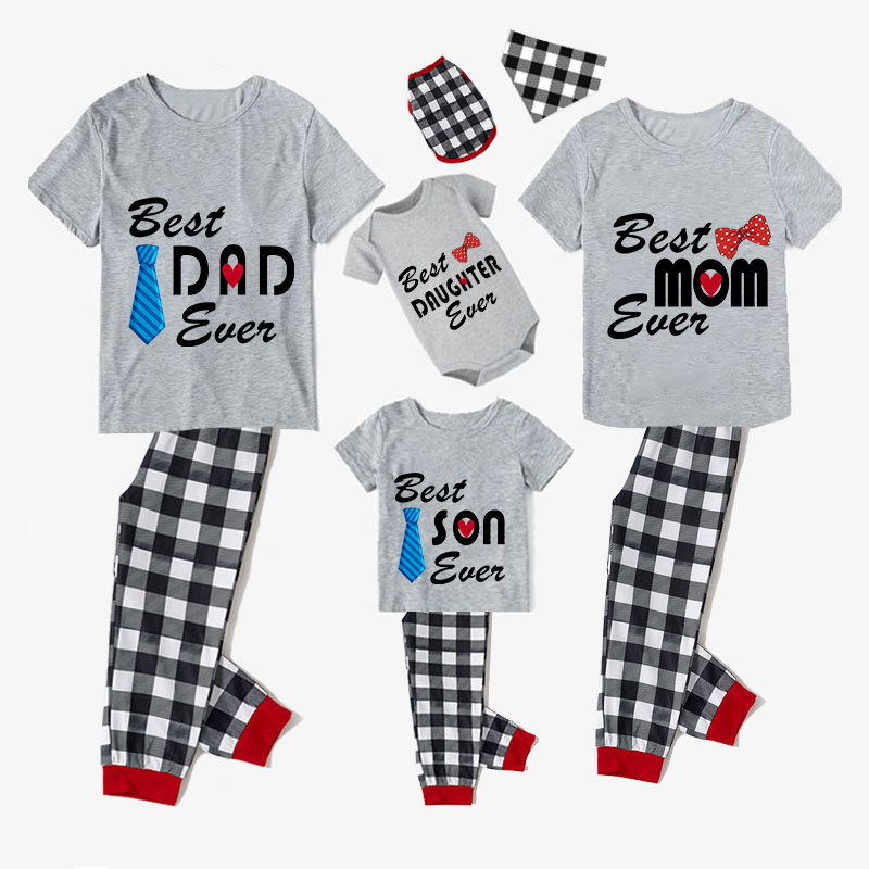 Family Matching Pajamas Exclusive Design Best One Ever Gray Short Long Pajamas Set