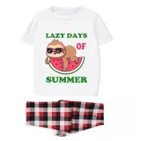 Family Matching Pajamas Exclusive Design Lazy Days Of Summer White Short Long Pajamas Set
