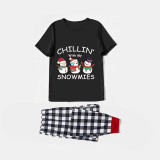Christmas Matching Family Pajamas Chillin with My Snowmies Black Short Pajamas Set