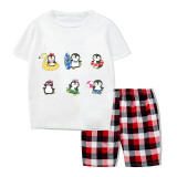 Family Matching Pajamas Exclusive Design Cute Penguins White Short Pajamas Set