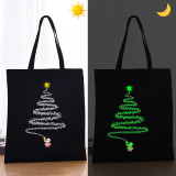 Christmas Eco Friendly Luminous Santa Fireworks Handle Canvas Tote Bag
