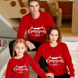 Family Matching Christmas Tops Exclusive Design 2023 Reindeer Christmas Hat Family Christmas Sweatshirt