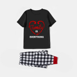 Family Matching Pajamas Exclusive Design Love Heart Black Pajamas Set