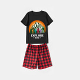 Family Matching Pajamas Exclusive Design Explore More Mountains Black And Red Plaid Pants Pajamas Set